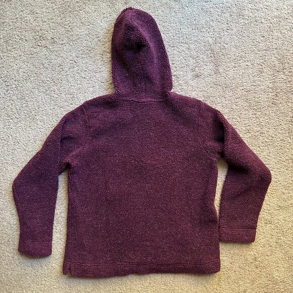 Cabelas Sweatshirt Womens Large Hoodie 1/4 Zip High Pile Maroon Red Pockets - Picture 2 of 11